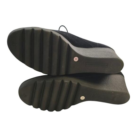 Donald J. Pliner Black Suede Lace-up Heeled Wedge Ankle Booties Size 11 - Picture 8 of 14